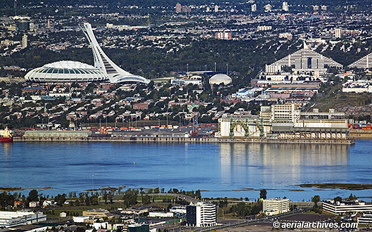 =" Olympic Park, Montreal, Quebec, Canada viewed from across the Saint Lawrence river