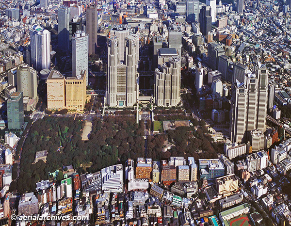  Shinjuku, Tokyo, aerial photograph, park, Tokyo Metropolitan Government Building, AHLB3997,AGX96X, © aerialarchives.com, aerial,