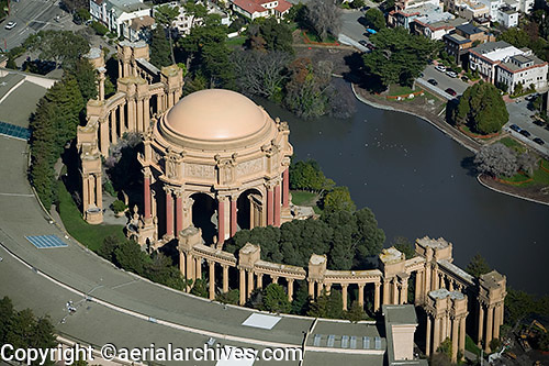 © aerialarchives.com,  Palace of Fine Arts, Exploratorium, San Francisco  Architecture,  stock aerial photograph, aerial
photography, AFKW7N AHLB2640