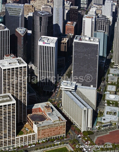 © aerialarchives.com, Market & Embarcadero, Hyatt, One Market, Financial District,  San Francisco ,  stock aerial photograph, aerial
photography, AHLB3651